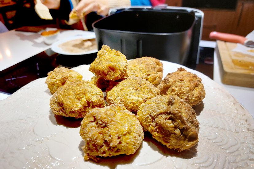 Bilharacos de abbora na air fryer